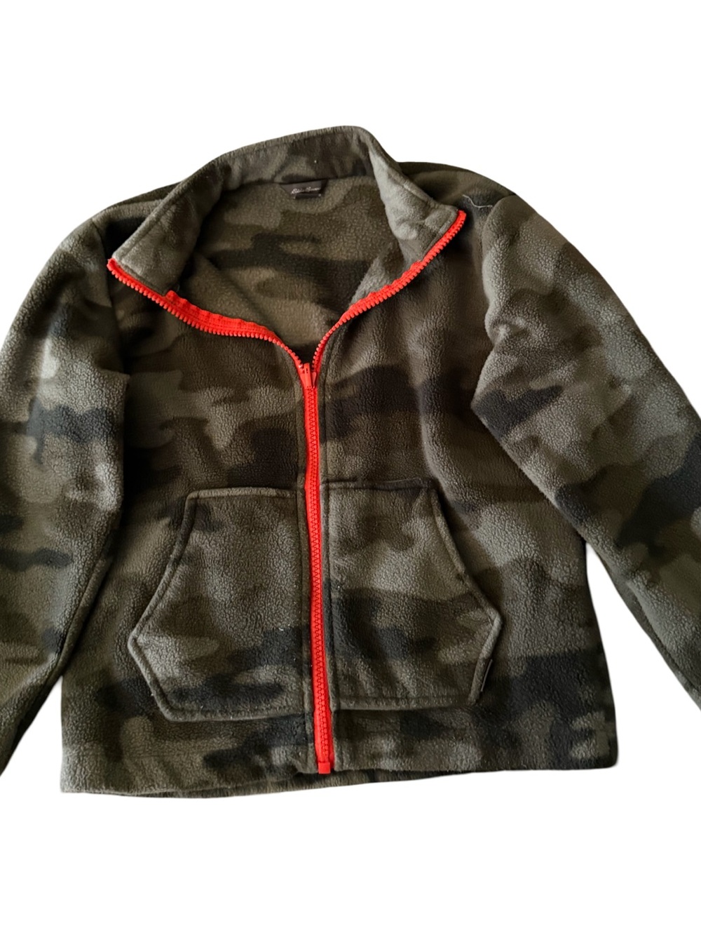 Eddie Bauer Kids Camo Fleece Jacket with Bright Orange Zip